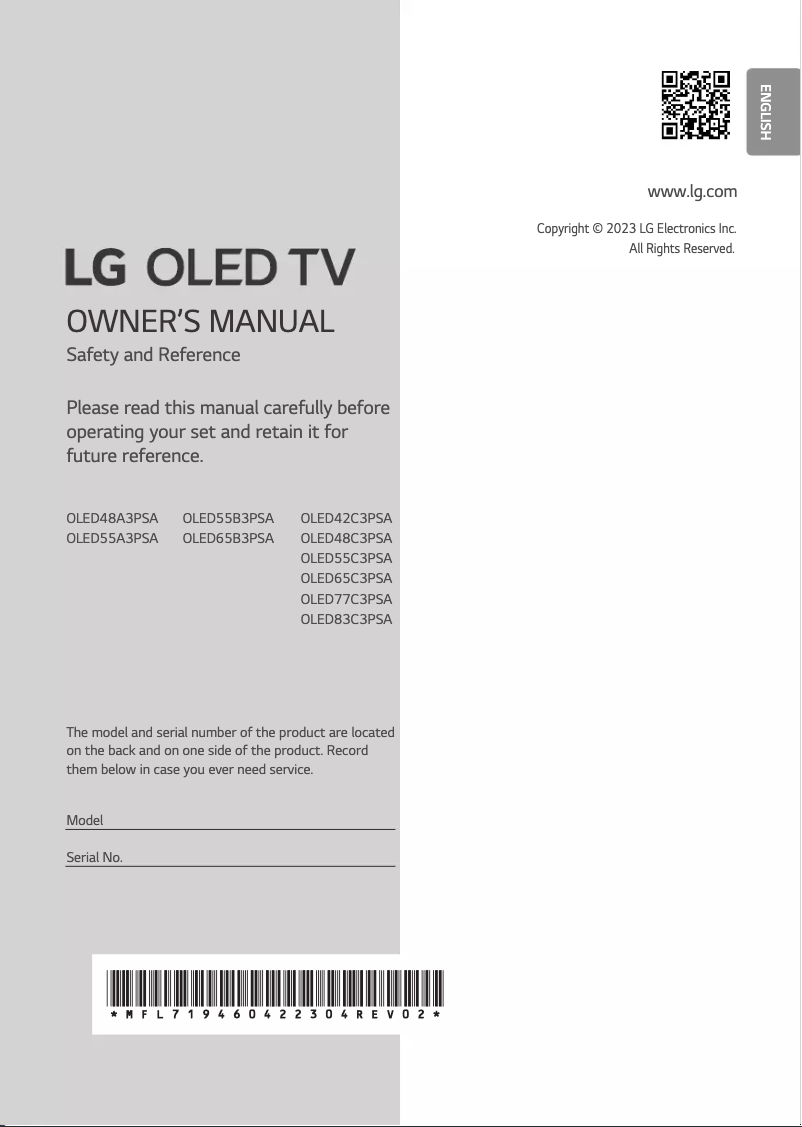 Page 1 de la notice Manuel utilisateur LG 55UQ7050ZUD
