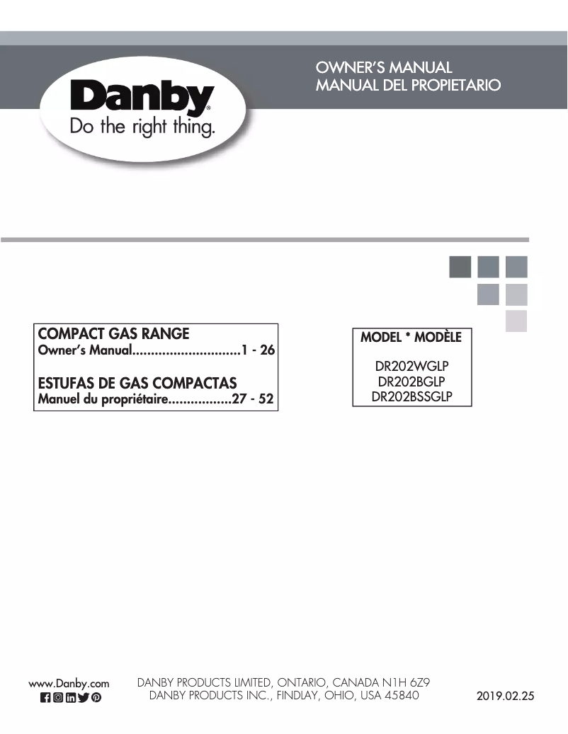 Page 1 de la notice Manuel utilisateur Danby DR202BSSGLP