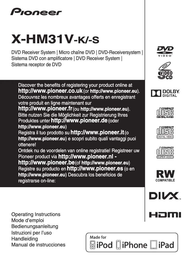Page 1 de la notice Manuel utilisateur Pioneer X-HM31V