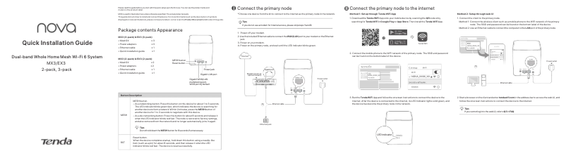 Page n°1 - Guide de démarrage rapide Tenda MX3