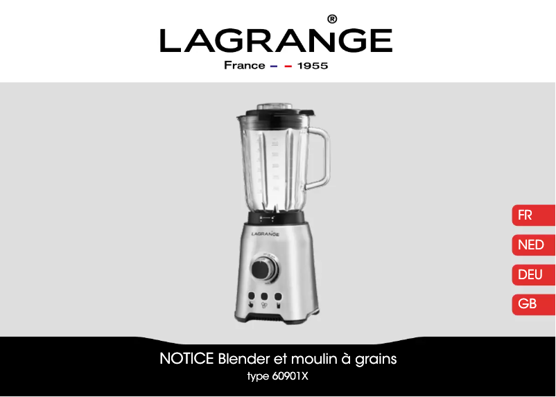 Page 1 de la notice Manuel utilisateur Lagrange Blender 609010