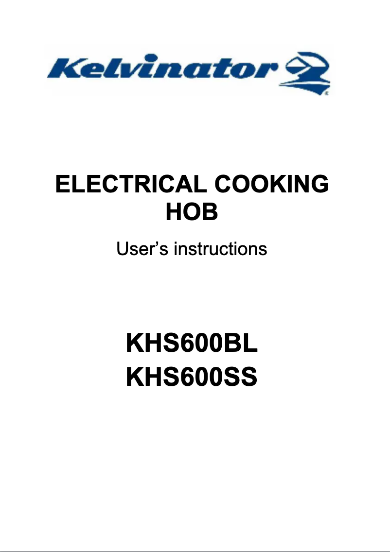 Image de la première page du manuel de l'appareil KHS600BL