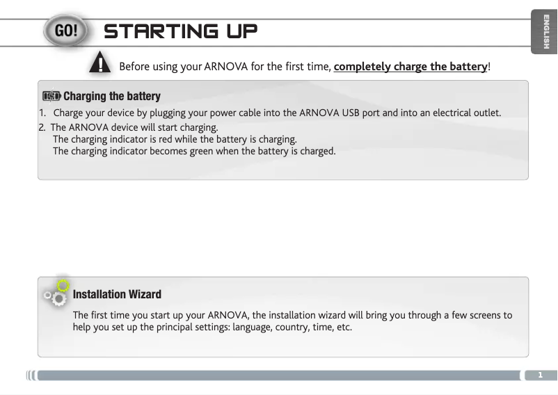 Page 1 de la notice Manuel utilisateur Archos Arnova 7H G3