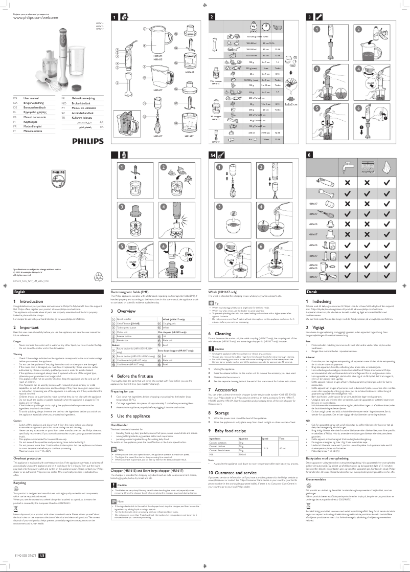Page 1 de la notice Manuel utilisateur Philips Viva Collection HR1615