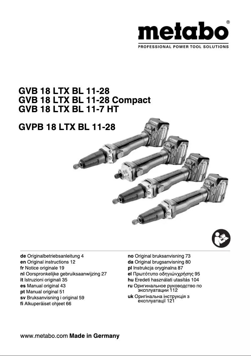 Page n°1 - Manuel utilisateur Metabo GVB 18 LTX BL 11-28