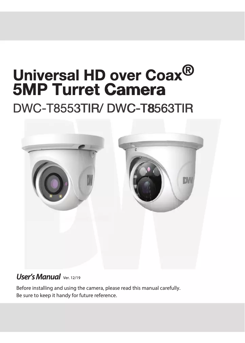 Page n°1 - Manuel utilisateur Digital Watchdog DWC-T8553TIR