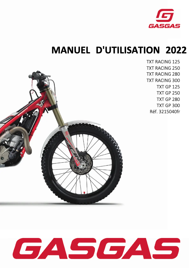 Page 1 de la notice Manuel utilisateur GasGas TXT GP 280 (2022)