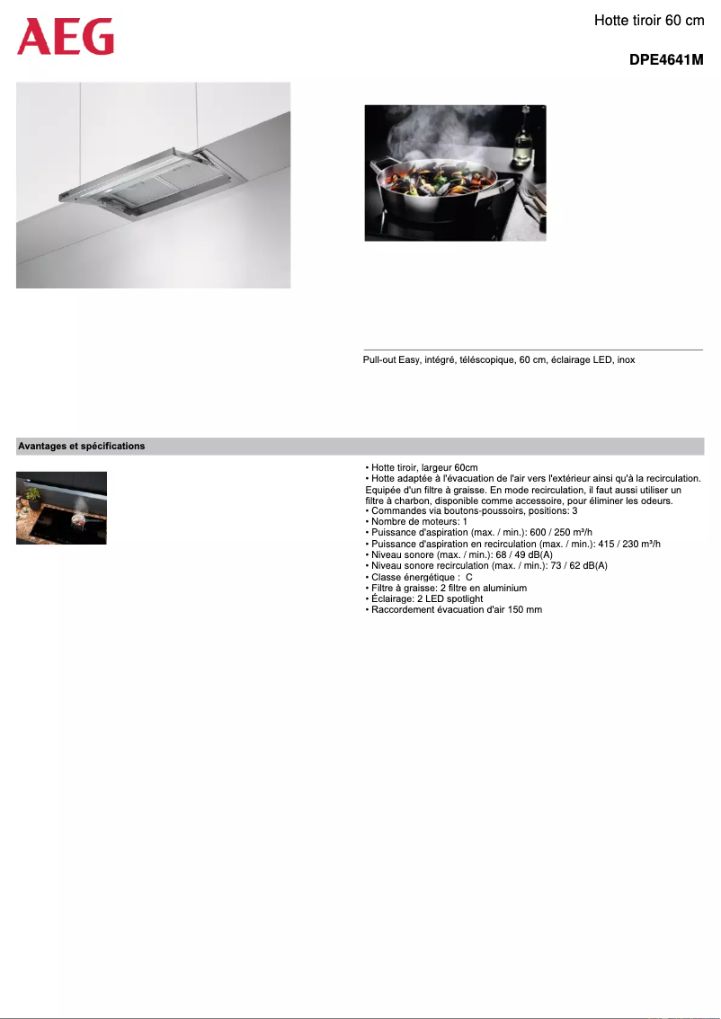 Page n°1 - Fiche technique AEG DPE4641M