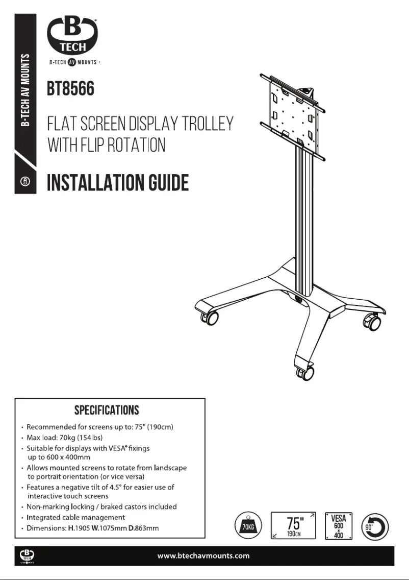 Page n°1 - Guide d'installation B-Tech BT8566