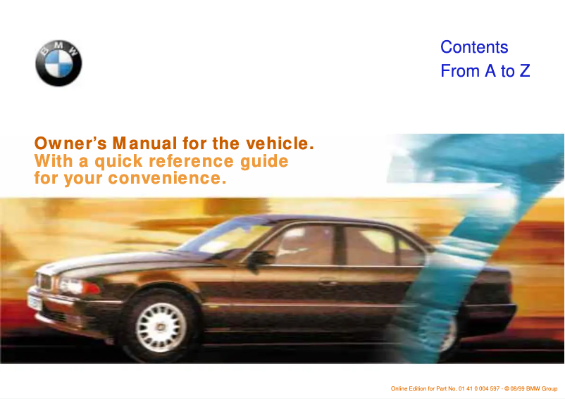 Image de la première page du manuel de l'appareil 740iL (2001)