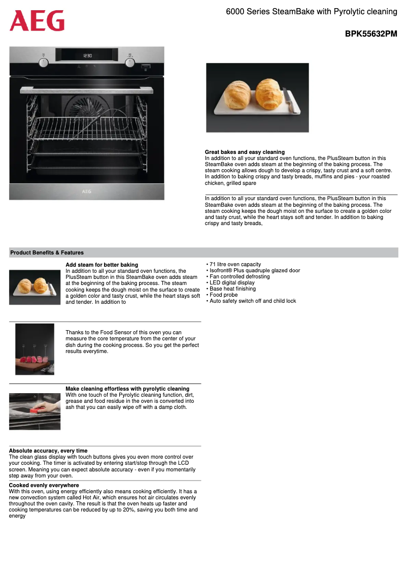 Página 1 del manual Ficha técnica AEG BPK55632PM