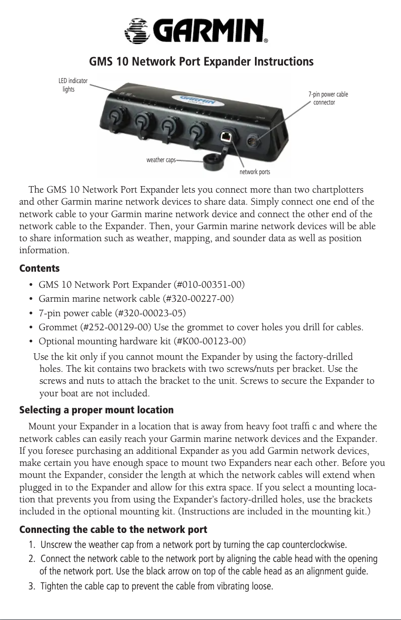 Page n°1 - Manuel utilisateur Garmin GMS 10