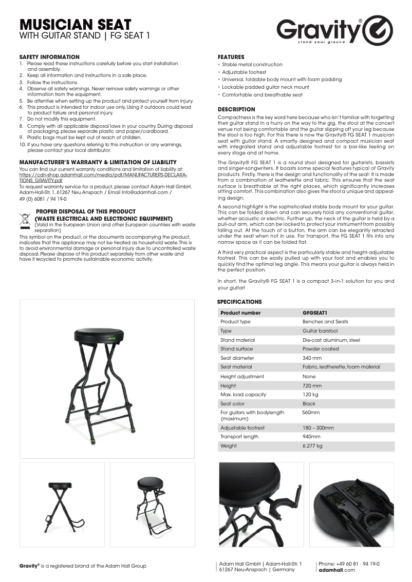 Image de la première page du manuel de l'appareil FG SEAT 1