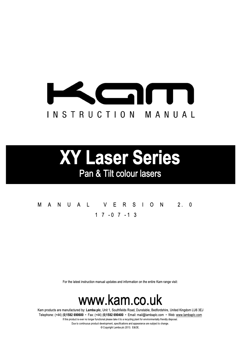Page 1 de la notice Manuel utilisateur Kam XY Laser RBP
