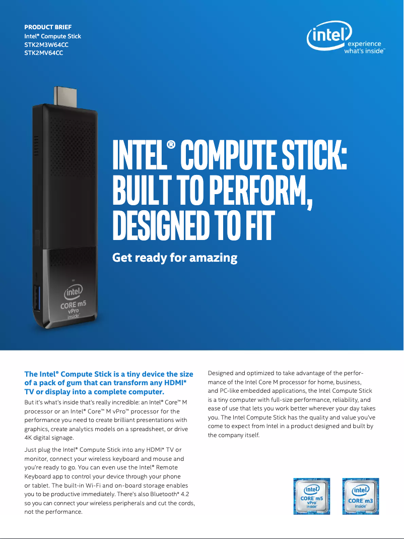Page 1 de la notice Mode d'emploi Intel Compute Stick