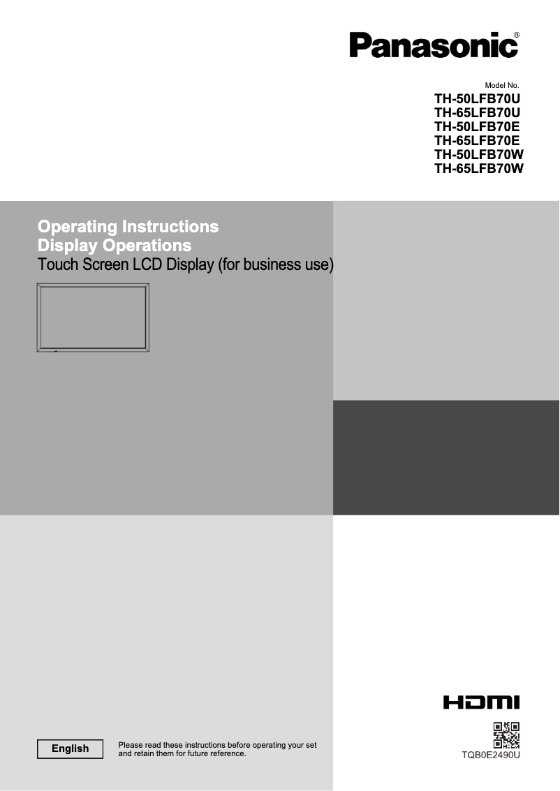 Page 1 de la notice Manuel utilisateur Panasonic TH-65LFB70W