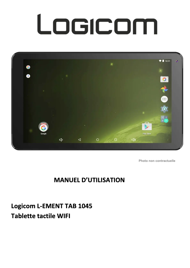 Page 1 de la notice Manuel utilisateur Logicom L-Ement Tab 1045