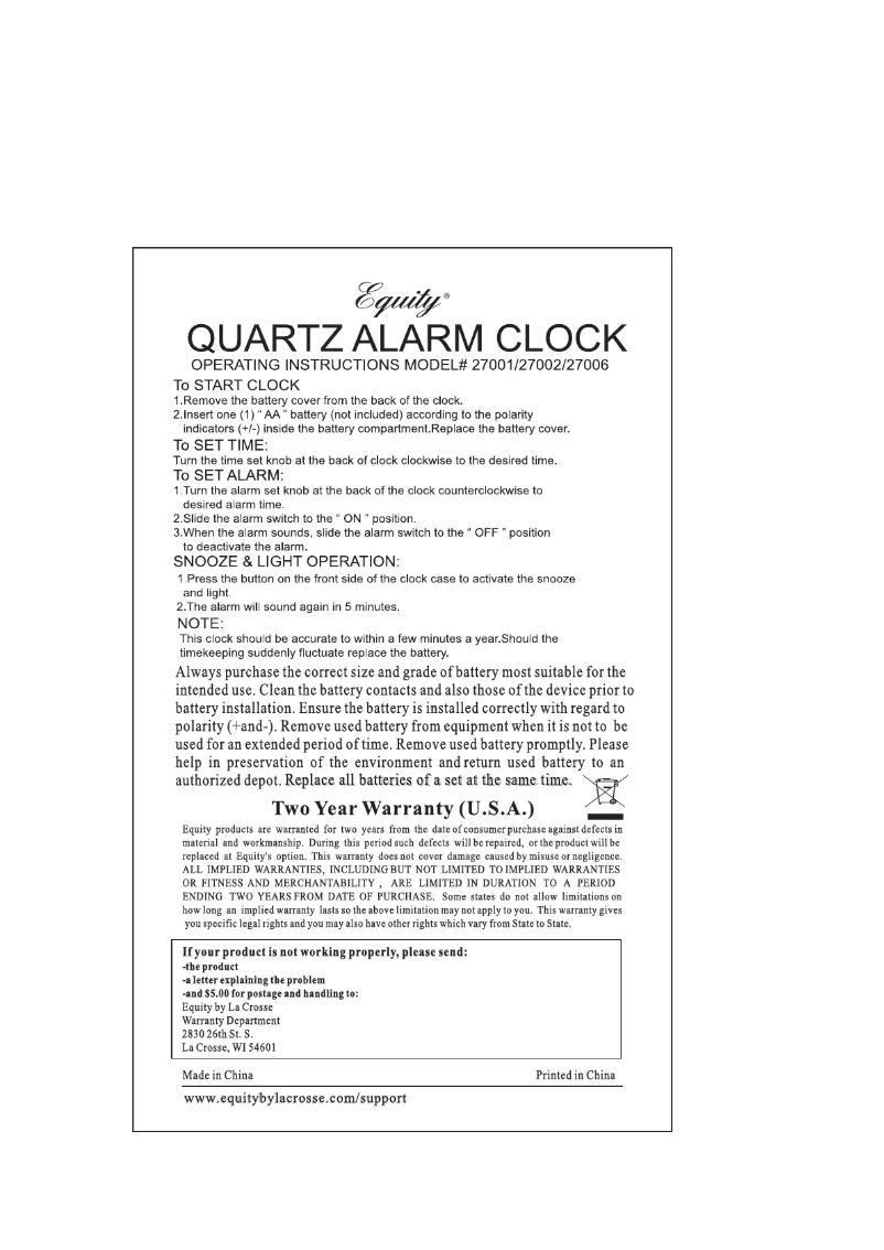 Page n°1 - Manuel utilisateur La Crosse Technology 27006