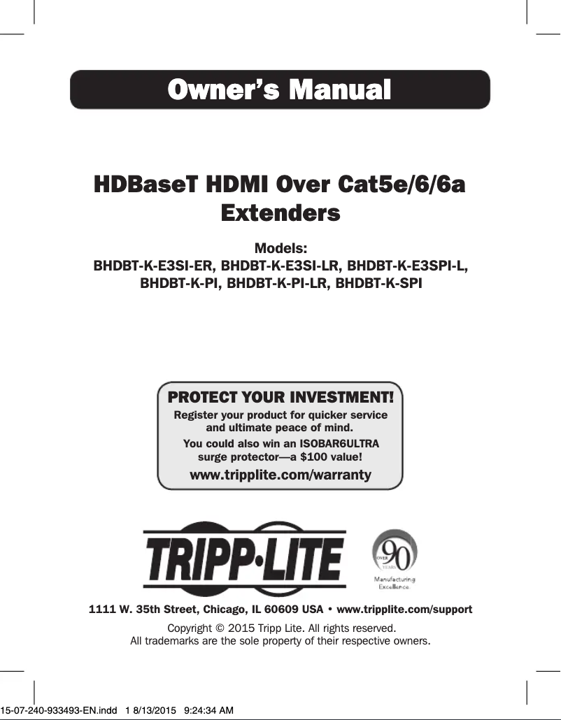 Image de la première page du manuel de l'appareil BHDBT-K-SPI