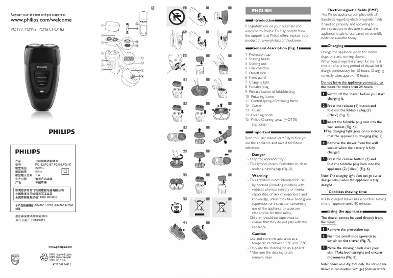 Page 1 of the manual User Manual Philips PQ192