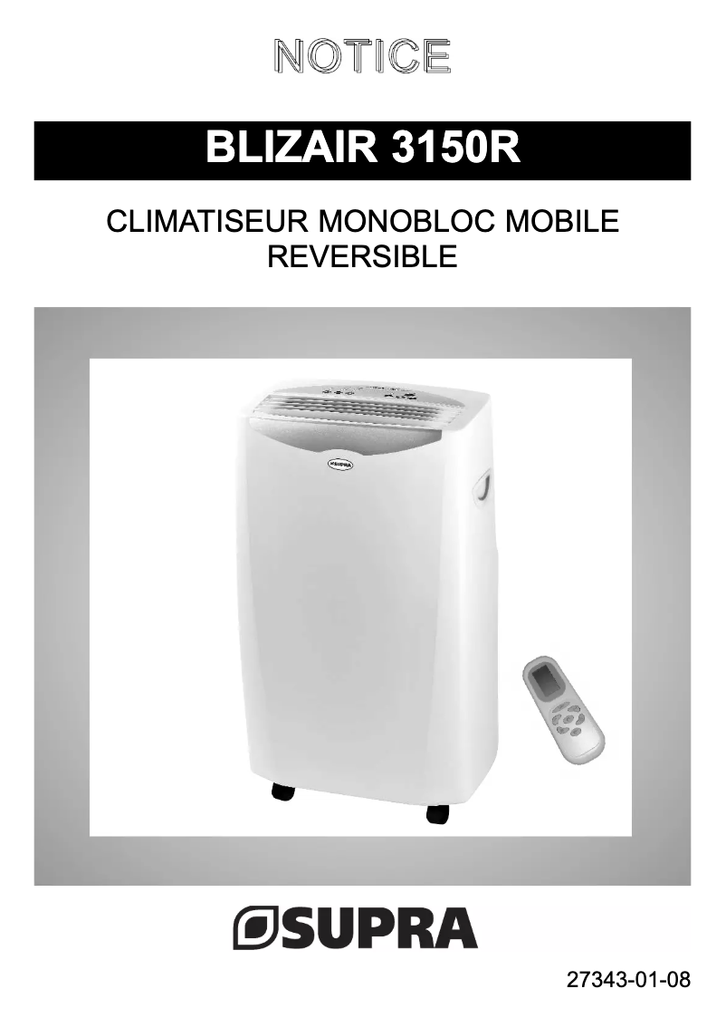 Page 1 de la notice Manuel utilisateur Supra Blizair 3150R