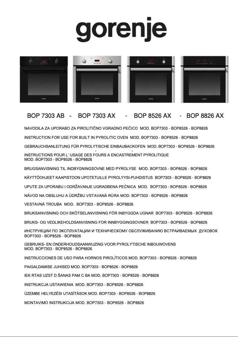 Page 1 de la notice Manuel utilisateur Gorenje BOP 7303AB
