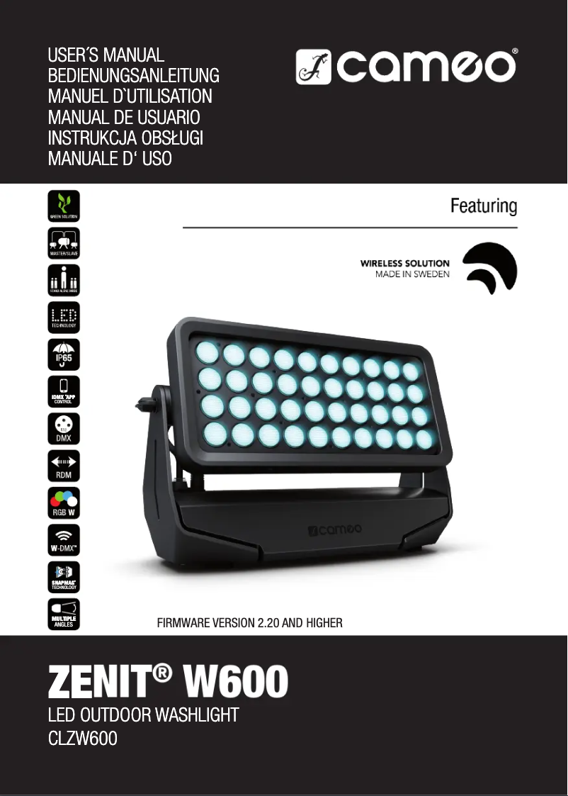 Page n°1 - Manuel utilisateur Cameo ZENIT W600