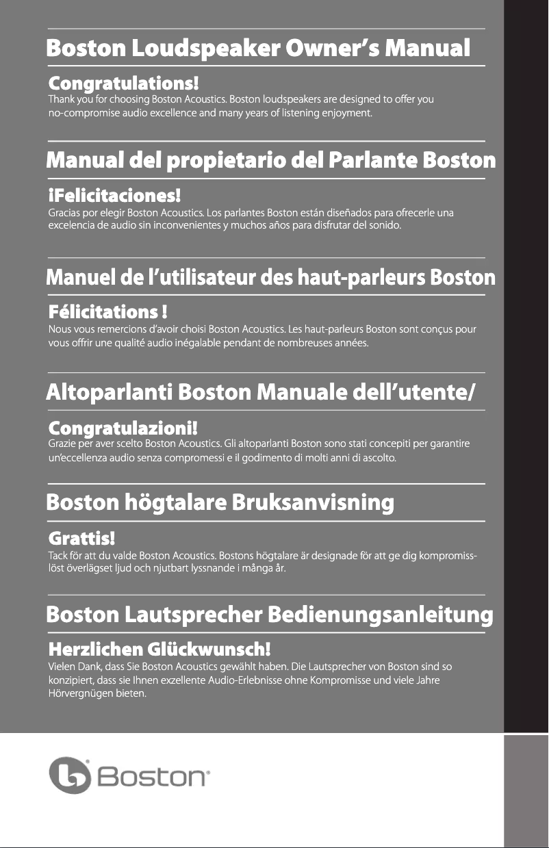 Page n°1 - Manuel utilisateur Boston Acoustics Classic CS Sub10 II