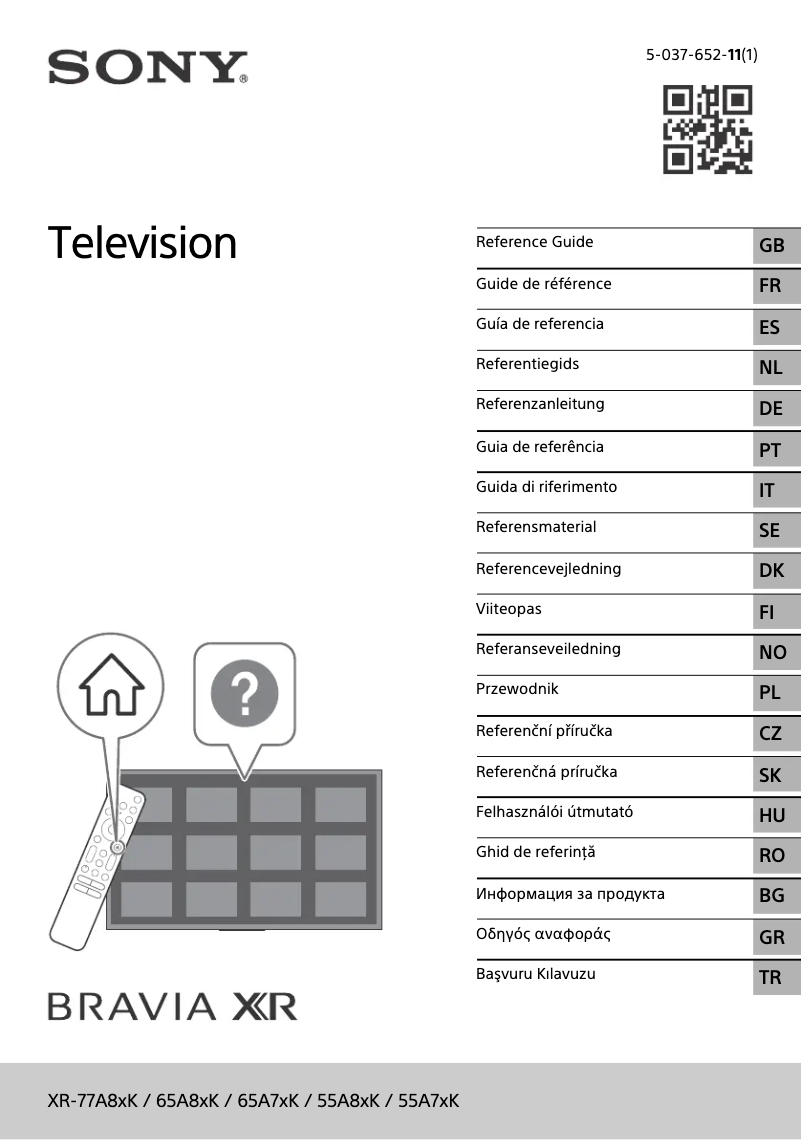 Page 1 de la notice Manuel utilisateur Sony XR-55A75K