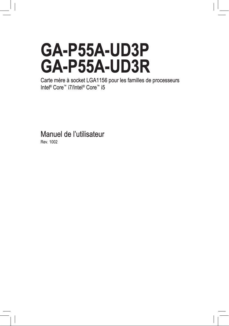 Page n°1 - Manuel utilisateur Gigabyte GA-P55A-UD3P