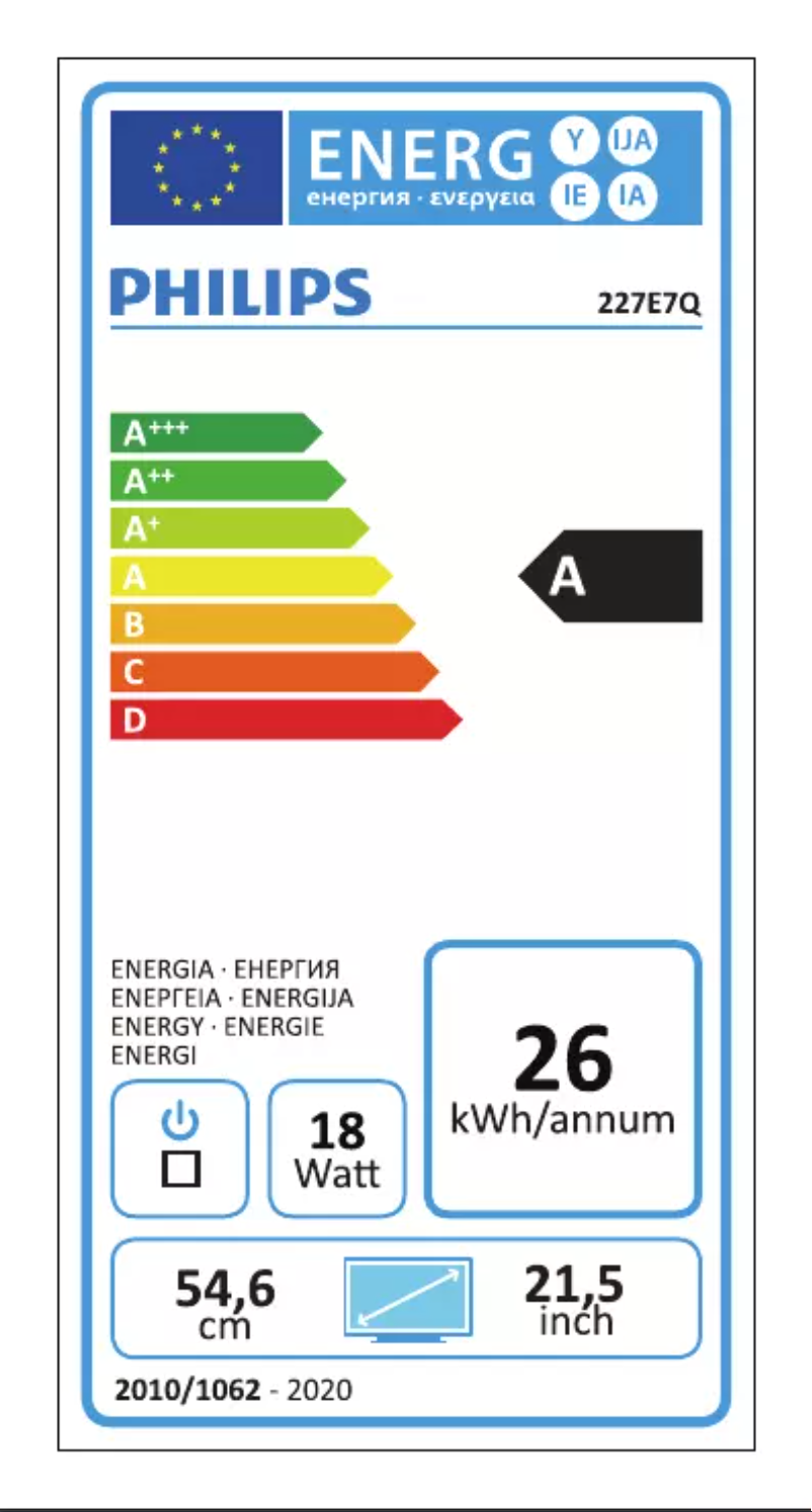 Página 1 del manual Etiqueta energética Philips 227E7QDSB