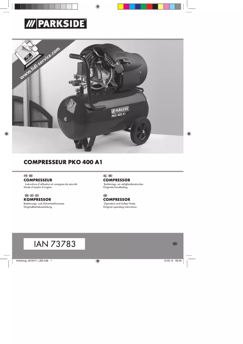 Page n°1 - Manuel utilisateur Parkside PKO 400 A1