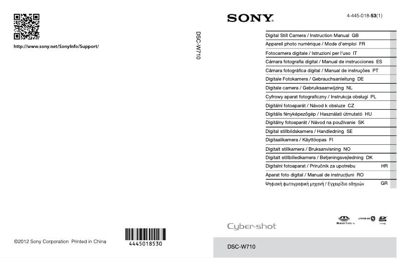Page n°1 - Manuel utilisateur Sony Cybershot DSC-W710