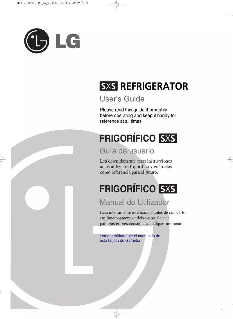 Page 1 de la notice Manuel utilisateur LG GR-B2272EW