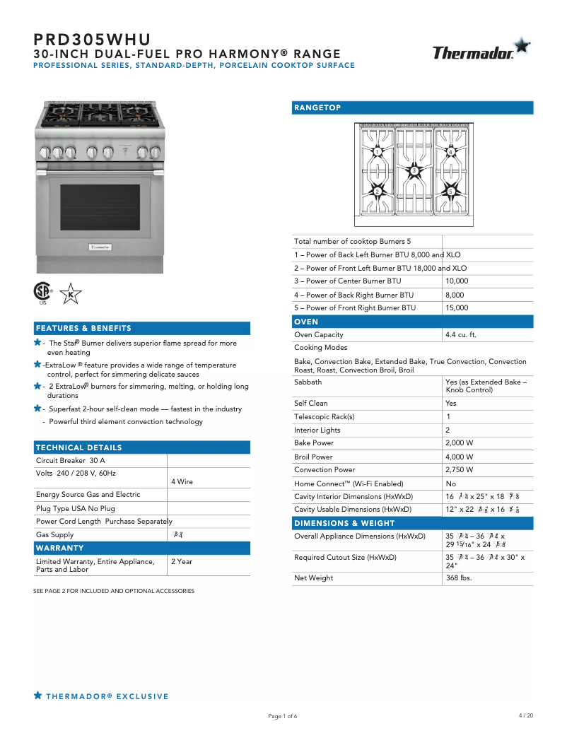 Image de la première page du manuel de l'appareil Pro Harmony PRD305WHU