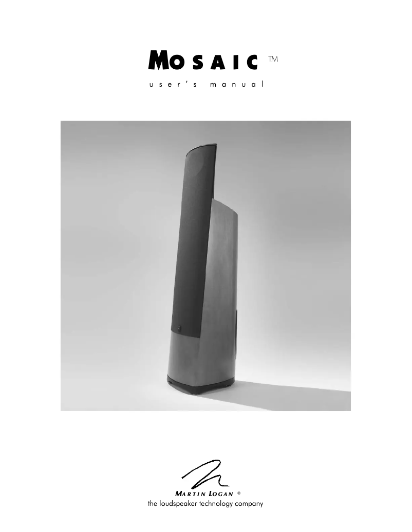 Page 1 de la notice Manuel utilisateur Martin Logan Mosaic