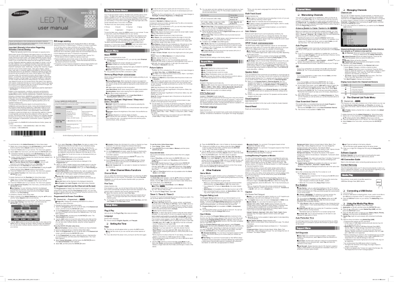 Page 1 de la notice Manuel utilisateur Samsung UN32F5000AF