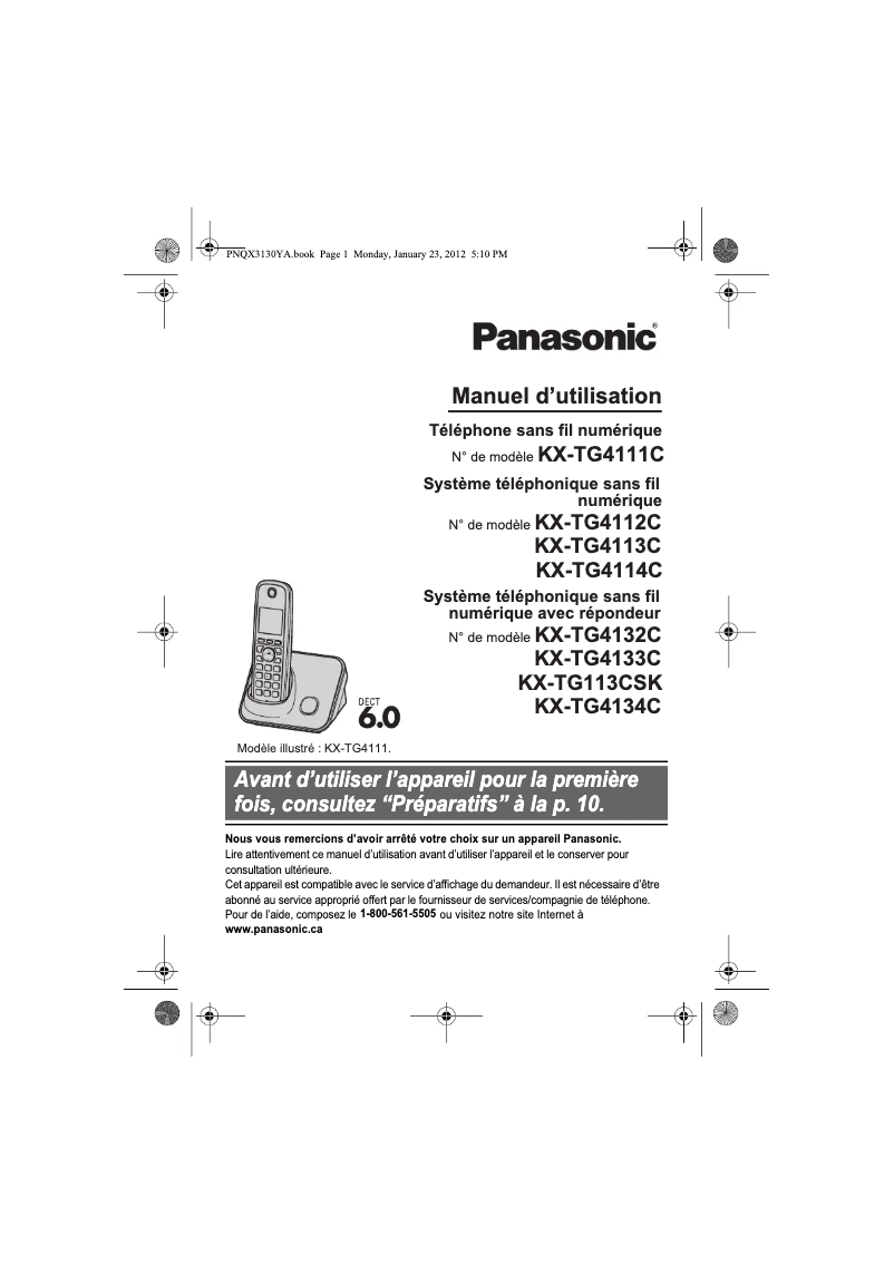 Imagen de la primera página del manual del dispositivo KX-TG4114