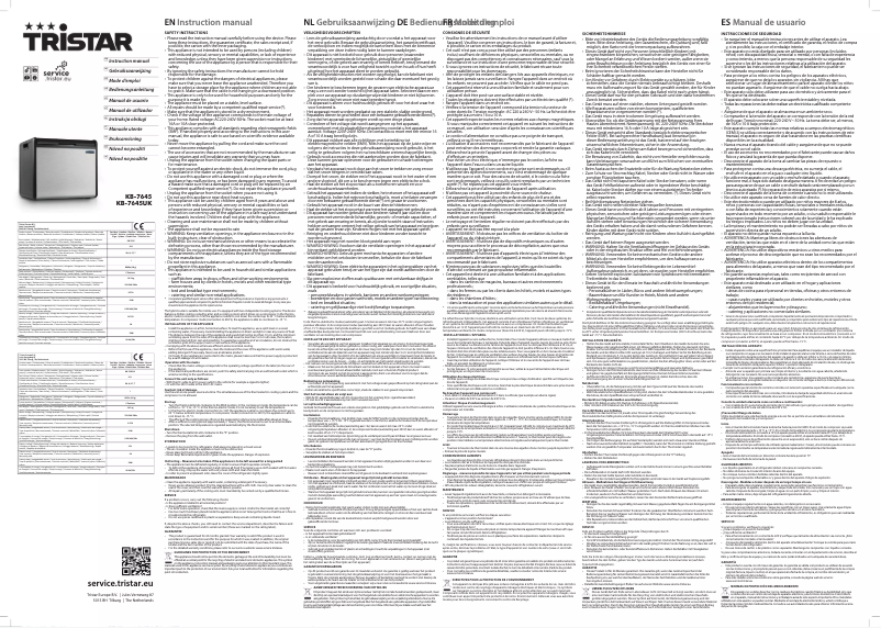 Image de la première page du manuel de l'appareil KB-7645