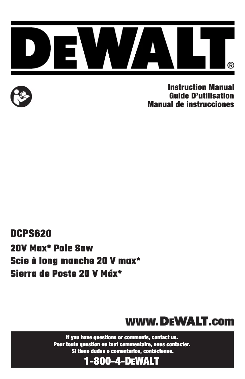 Page n°1 - Manuel utilisateur DeWalt DCPS620