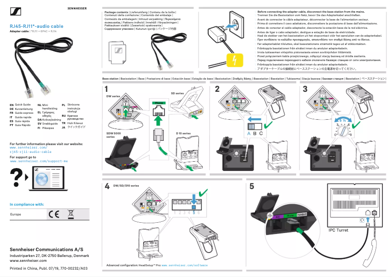 Page 1 de la notice Manuel utilisateur Sennheiser RJ45-RJ11