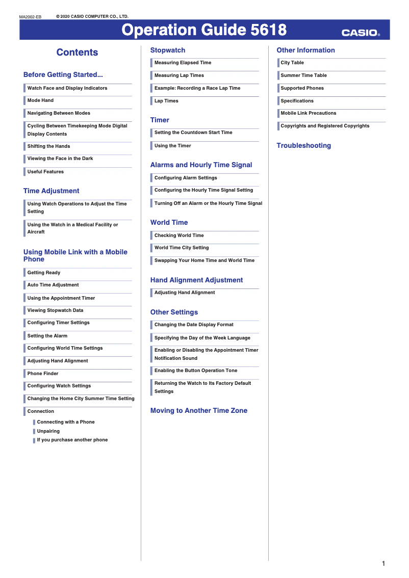 Page 1 de la notice Manuel utilisateur Casio Edifice ECB-10PB-1AEF