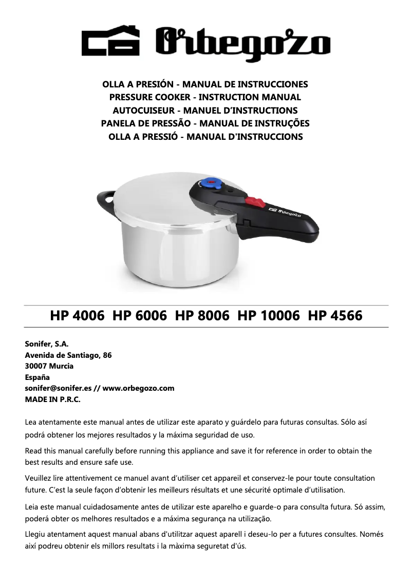 Page 1 de la notice Manuel utilisateur Orbegozo HP 8006