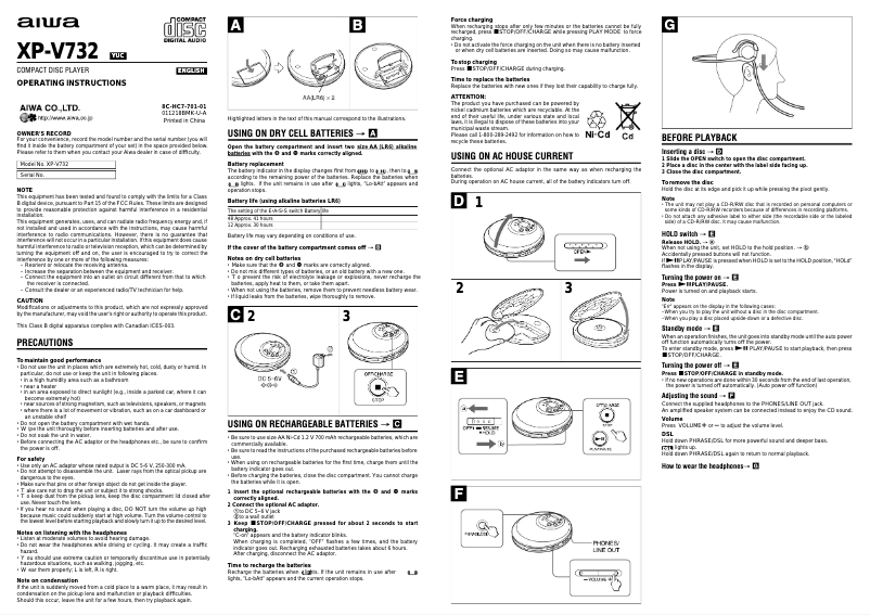 Imagen de la primera página del manual del dispositivo XP-V732