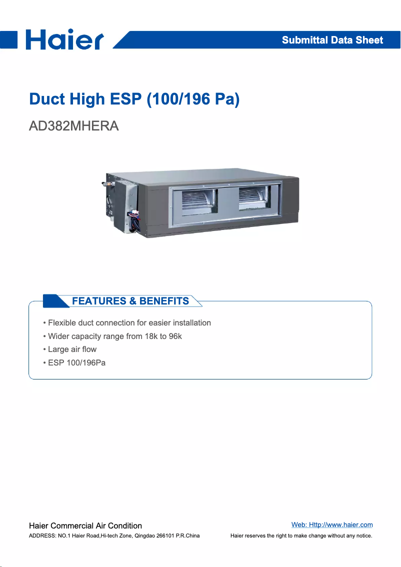 Image de la première page du manuel de l'appareil AD382MHERA