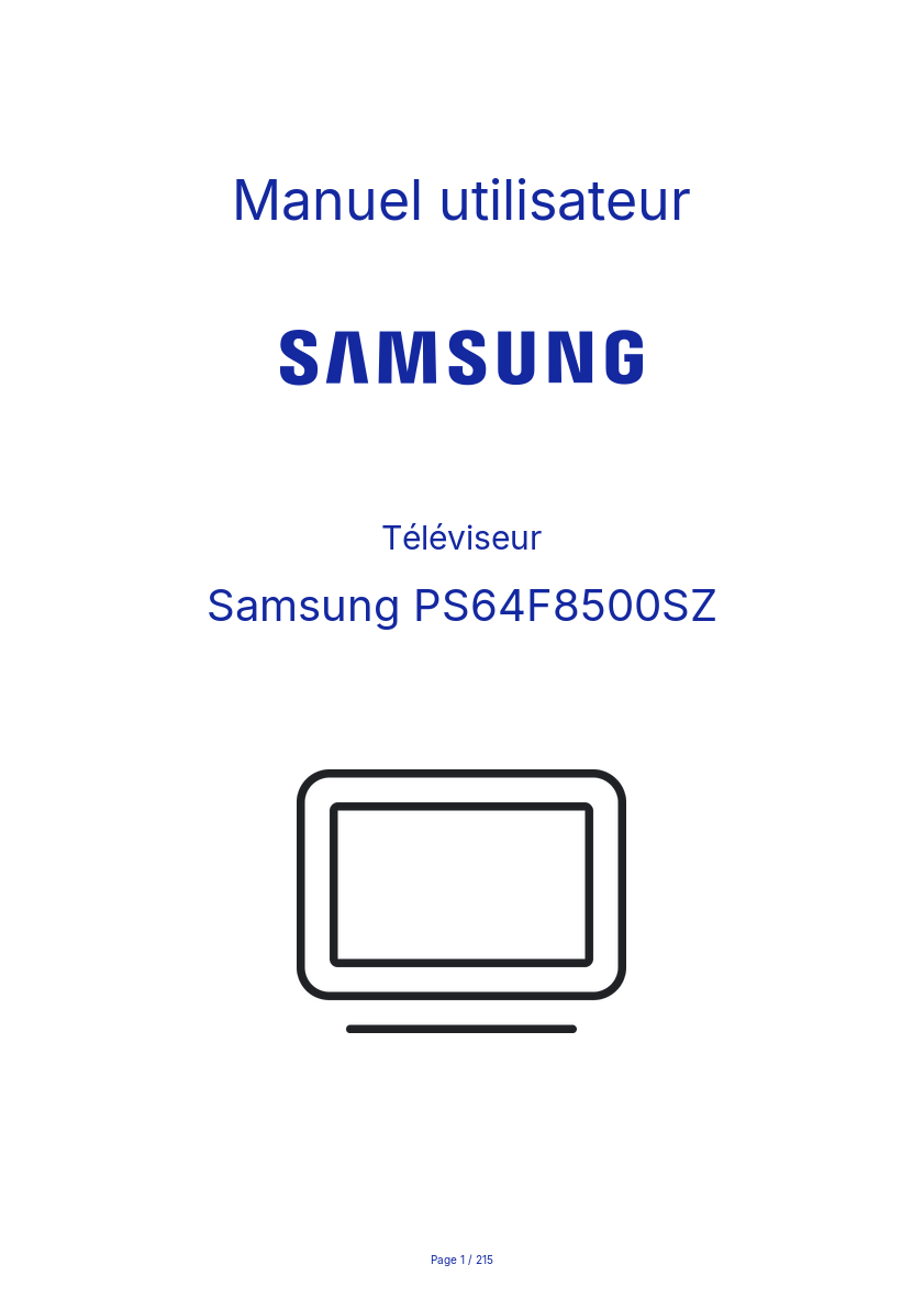 Page n°1 - Manuel utilisateur Samsung PS64F8500SZ