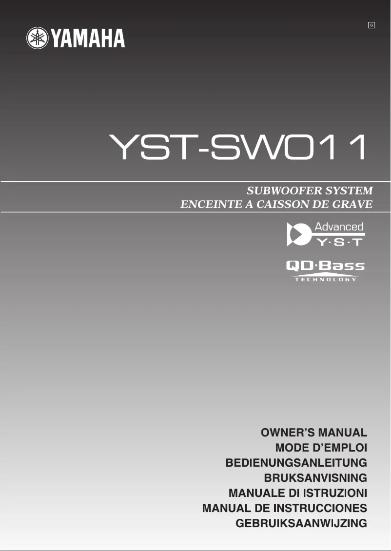 Image de la première page du manuel de l'appareil YST-SW011