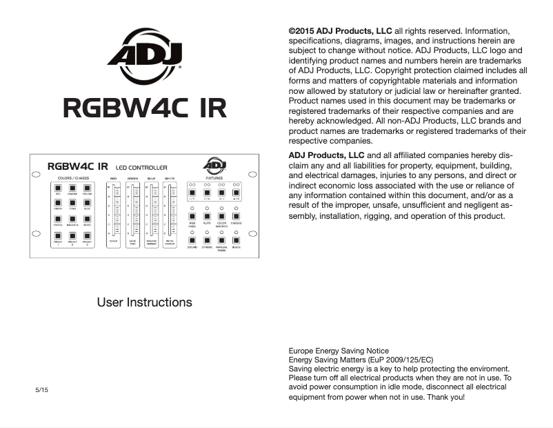 Image de la première page du manuel de l'appareil RGBW4C IR