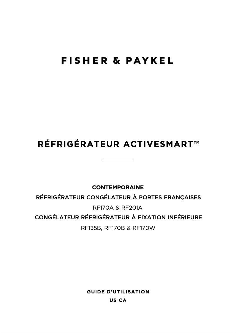 Page n°1 - Manuel utilisateur Fisher & Paykel RF170WLKUX6