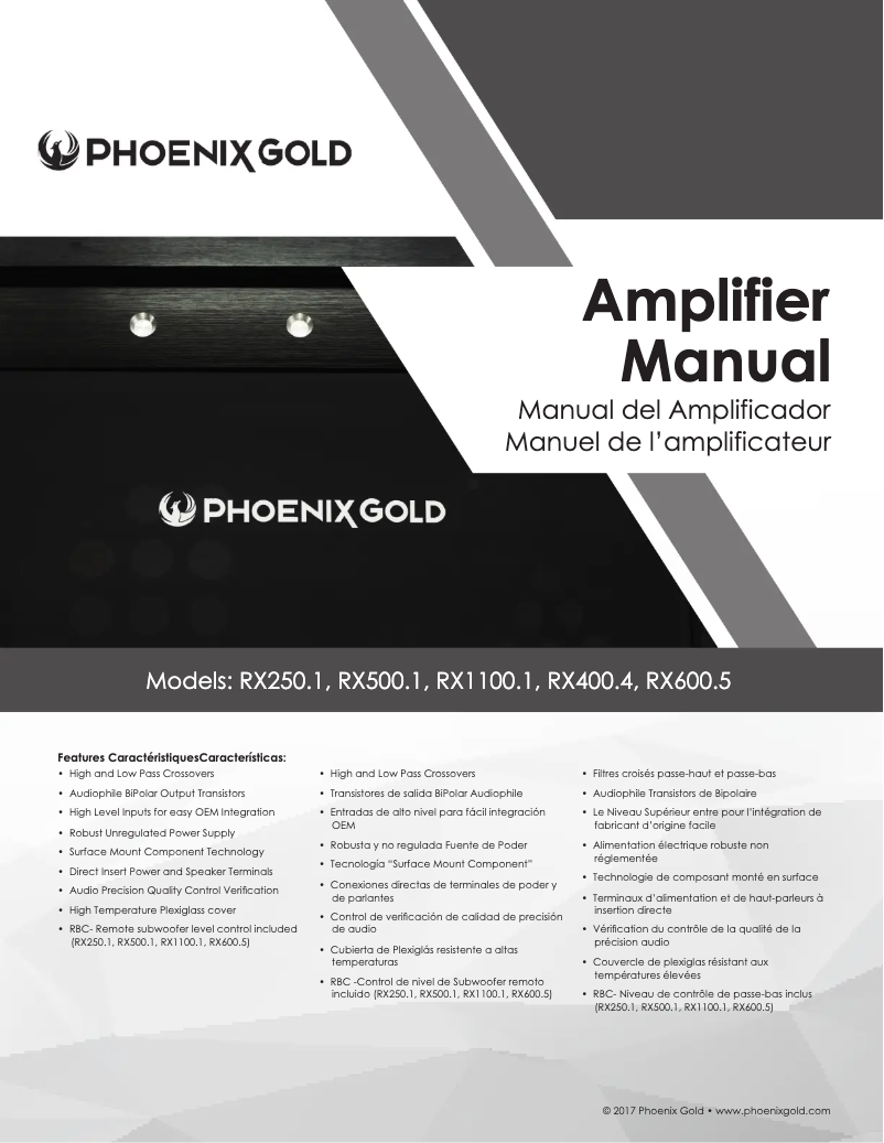 Page 1 de la notice Manuel utilisateur Phoenix Gold RX600.5